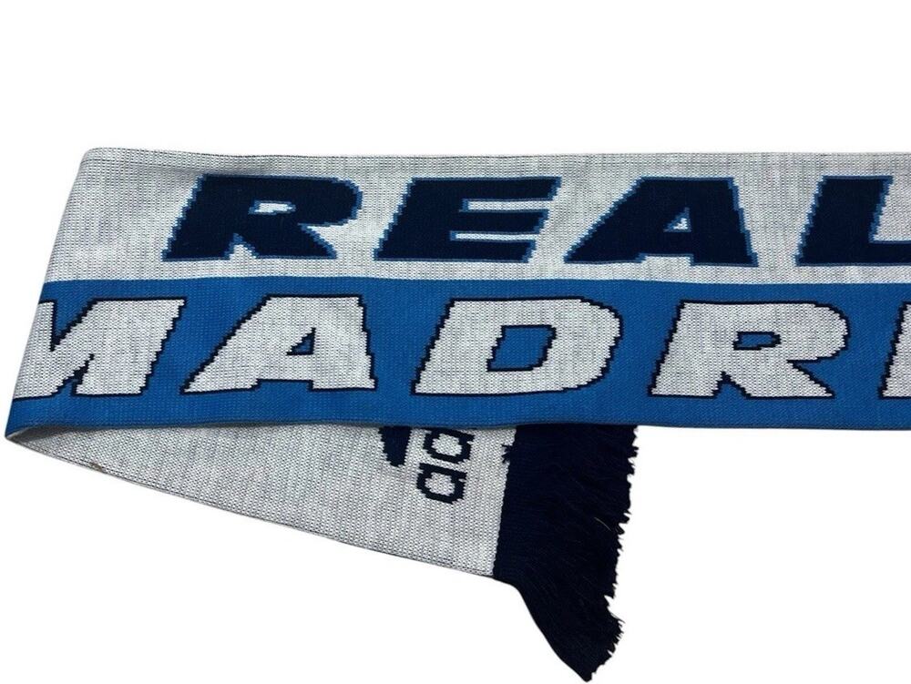 Real Madrid Soccer Knit Scarf Football Adidas Blue White Tassels World Cup